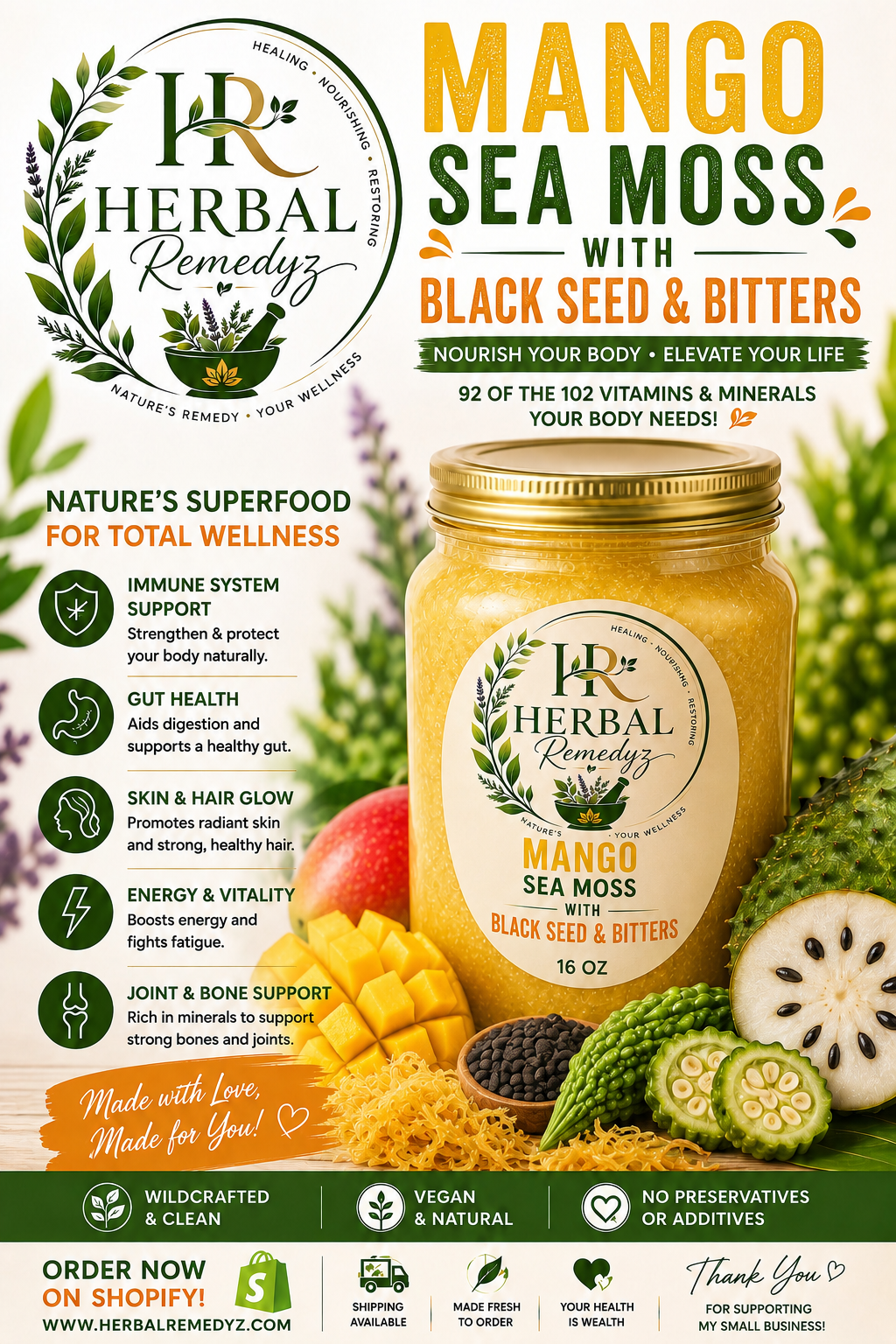 Mango SeaMoss with Blackseed Oil