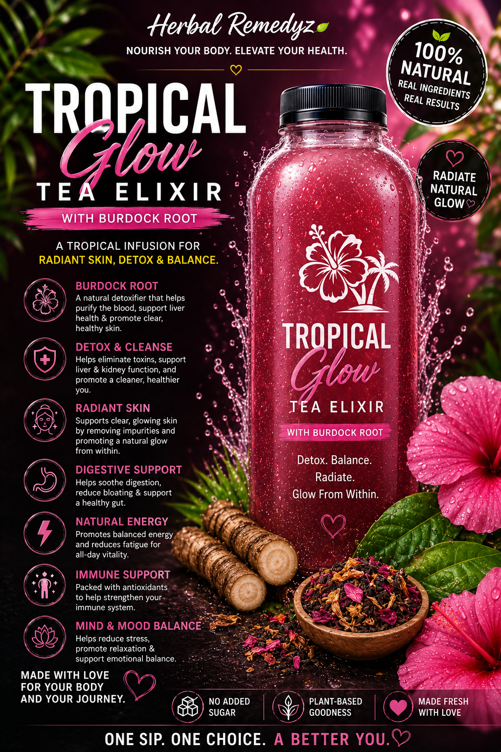 Tropical Glow Elixir with Burdock Root